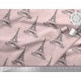 thumbnail image 3 of Soimoi Pink Viscose Chiffon Fabric Text & Eiffel Tower Architectural Print Fabric by the Yard 42 Inch Wide, 3 of 3
