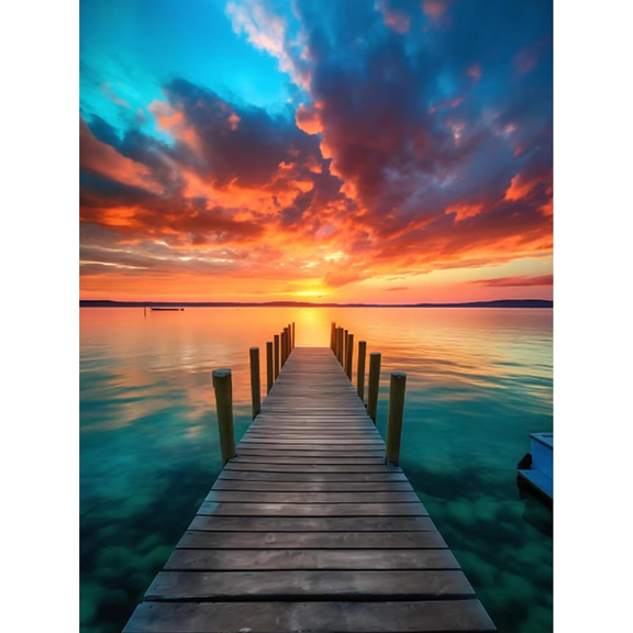 Sunset Diamond Painting for Adults, Diamond Art Painting for Beginners, Beach 5D Diamond Painting for Home Decor 12x16in