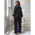 thumbnail image 2 of ebukurty Women's Pajama Sets 2 Piece Black Long Sleeves Button Lounge Sets, Sizes S-XL, 2 of 8