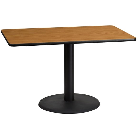 Bowery Hill 30" x 48" Restaurant Dining Table in Natural and Black