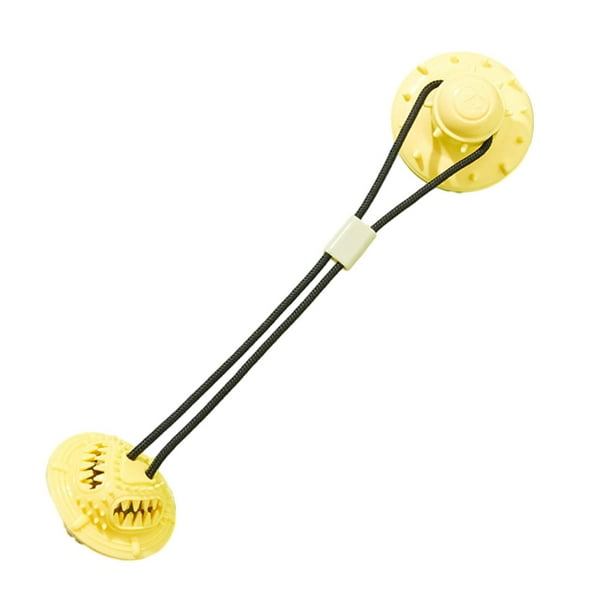 Juguete masticable para perros, ventosa para entrenamiento de cachorros, dispensador de alimentos, cuerda para la dentición, juguetes para perros platillo amarillo