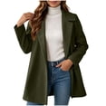 thumbnail image 5 of Women Solid Color Button Front Long Sleeve Wool Blend Coat, Casual Loose Fit Lapel Outerwear, Fashion Mid Length Overcoat for Daily Outdoor Wear Army Green S(S), 5 of 9