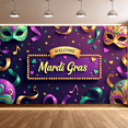 thumbnail image 6 of Mardi Gras Backdrop Banner Welcome Carnival Party Decoration Photography Props Event Background Supplies Celebration Mask Festive Decor, 6 of 8