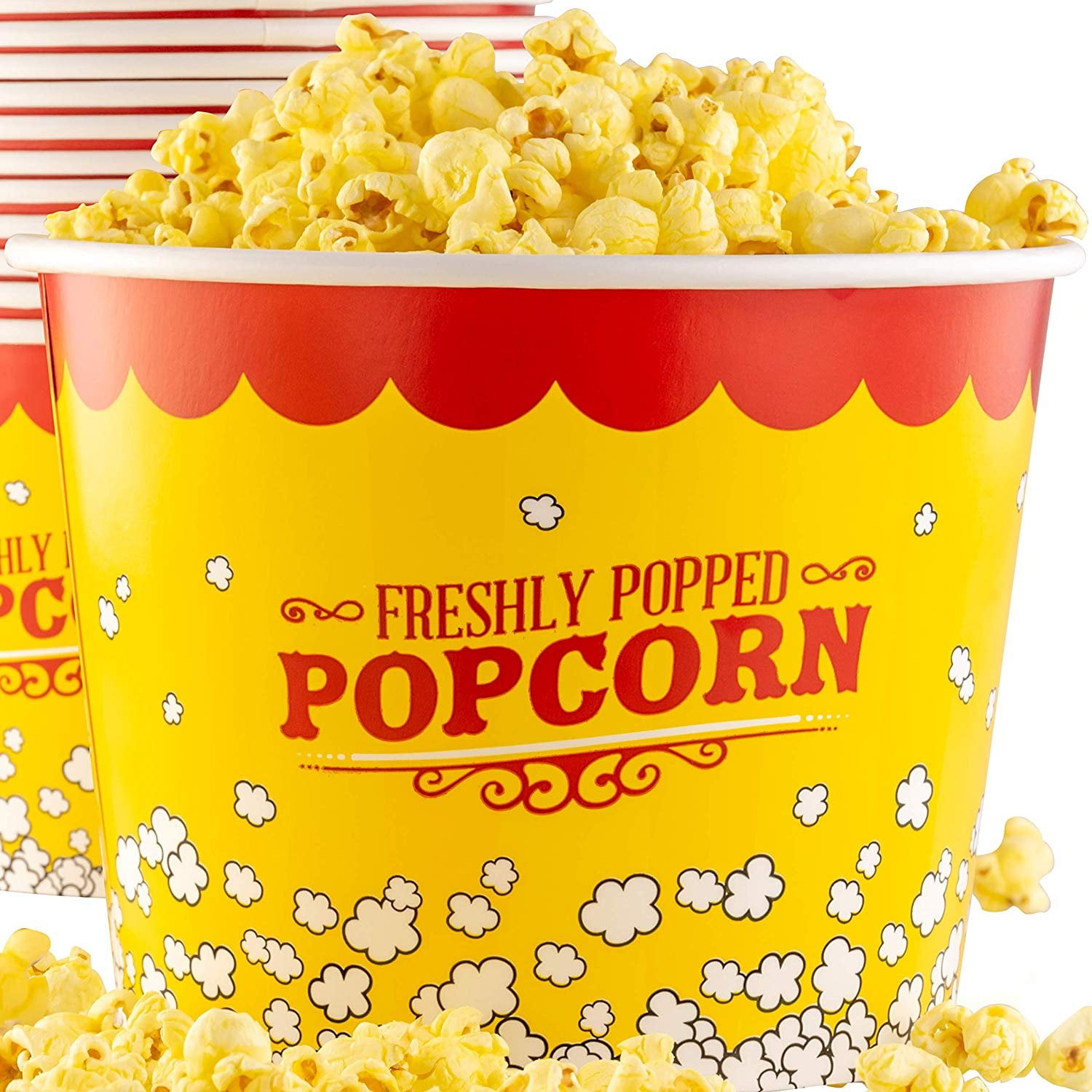 Premium LeakFree 85 oz Stackable, Disposable LeakProof Paper Popcorn