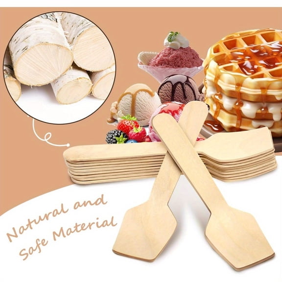 200 Pcs Disposable Mini Wooden Spoons 3.75''Tasting Spoons Small Dessert Spoons Ice Cream Spoons for Crafts, Sampling and DIY Projects