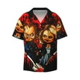 thumbnail image 2 of Lsque Chucky print Men's Cuban Collar Short Sleeve Shirt Summer Beachwear Casual Button Down Fashionable Vacation Leisure Shirt-X-Large, 2 of 7