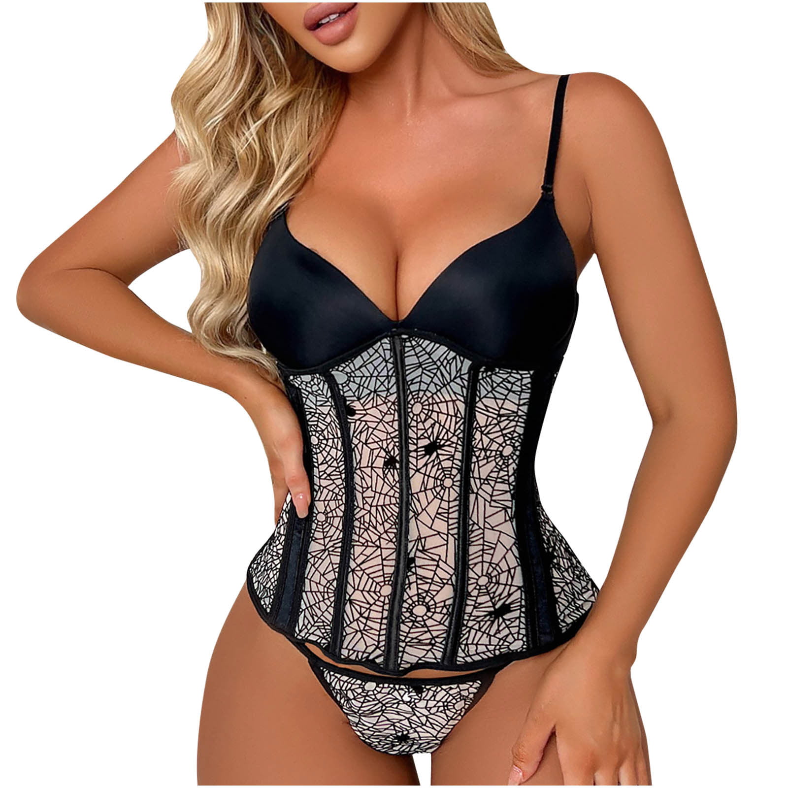 Womens Set Waistband Shaping Corset Women's Suit Backless Lace Up Print Stitching Corset Plus Size Black Lace Lingerie For Women Christmas Lingerie for Women Sexy - Walmart.com