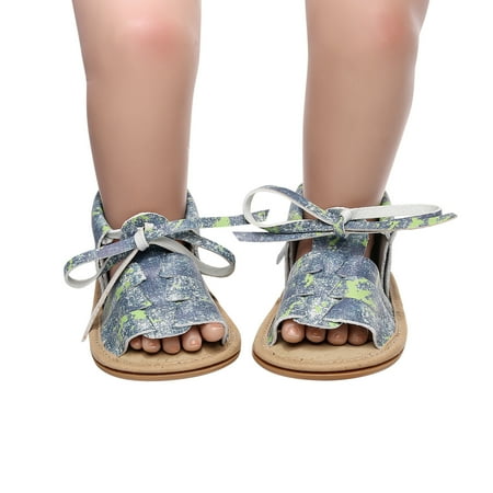 

NEGJ Boys Girls Open Toe Camouflage Tie Dye Tassels Shoes First Walkers Shoes Summer Toddler Flat Sandals