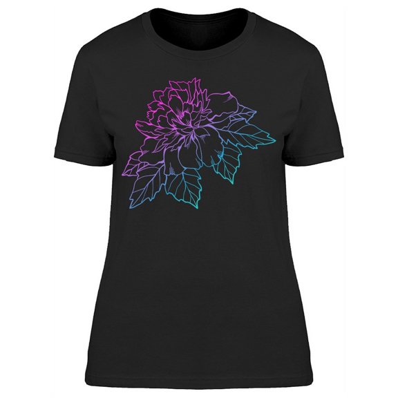 Peony Flower Floral Sketch T-Shirt Women -Image by Shutterstock, Female Small