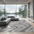 thumbnail image 2 of ODIKA 8'x10' Monochrome Geometric Maze Washable Area Rug Dynamic Angular Patterns for for King Size Bedroom Under Bed, Master Suite, Non-Shedding, Easy Care, 2 of 7