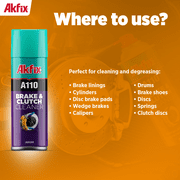 Akfix A110 Brake Cleaner Non Chlorinate Spray, Fast Drying, 16.9 oz, 6 Pack