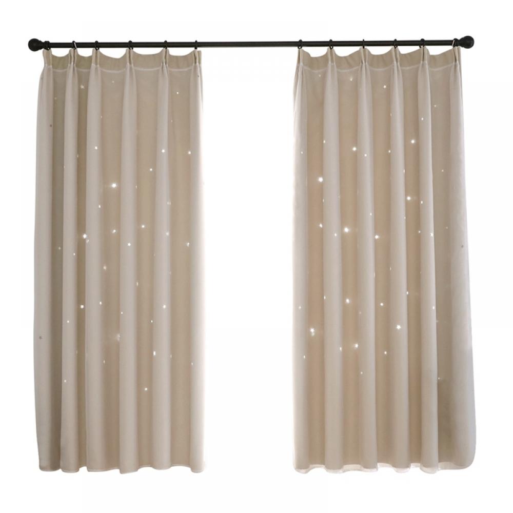 Star Cutout Blackout Curtains for Kids Bedroom Double Layer of Fabric