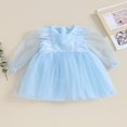 thumbnail image 3 of EIMELI Robe Tutu en Tulle pour Bébé Fille, Robe Courte à Manches Longues pour Tout-Petit avec Garniture en Plumes, Robe de Fête Princesse d'Automne à Col Rond, 3 of 9