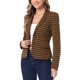 thumbnail image 4 of Blazer a rayas de mujer con solapa de pico y mangas largas, botón, XL, azul marino y marrón, 4 of 5