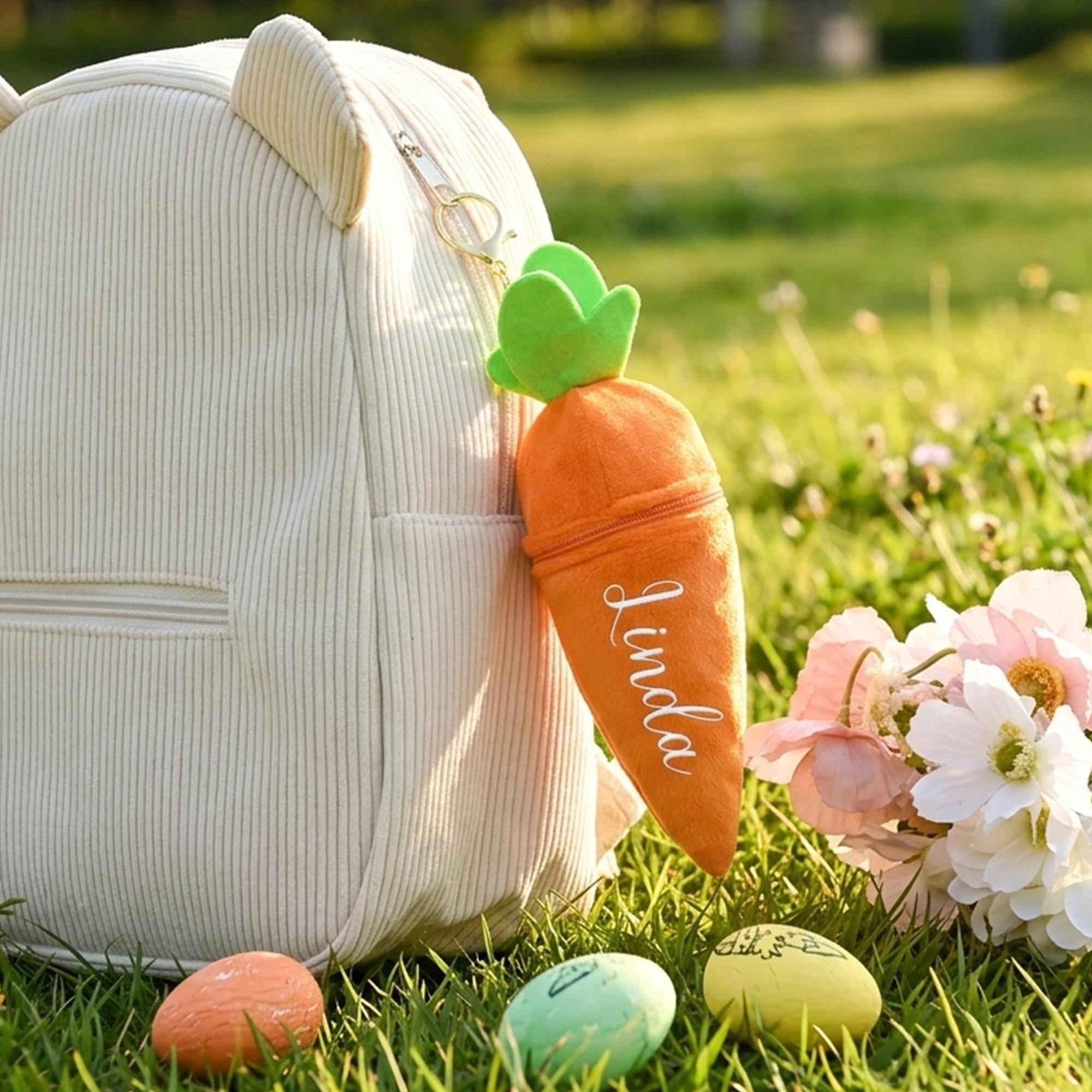 Custom Easter Bunny Plush with Carrot – Personalized Reversible Rabbit Accessory - Soft Stuffed Gift