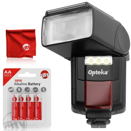 Opteka Flash IF-800 Autofocus Speedlight with Built-In LED Video Light Kit for Canon, Nikon, Pentax, Sony, Panasonic, Olympus, Samsung, Fujifilm, Ricoh DSLR and Digital Cameras with Standard Hot