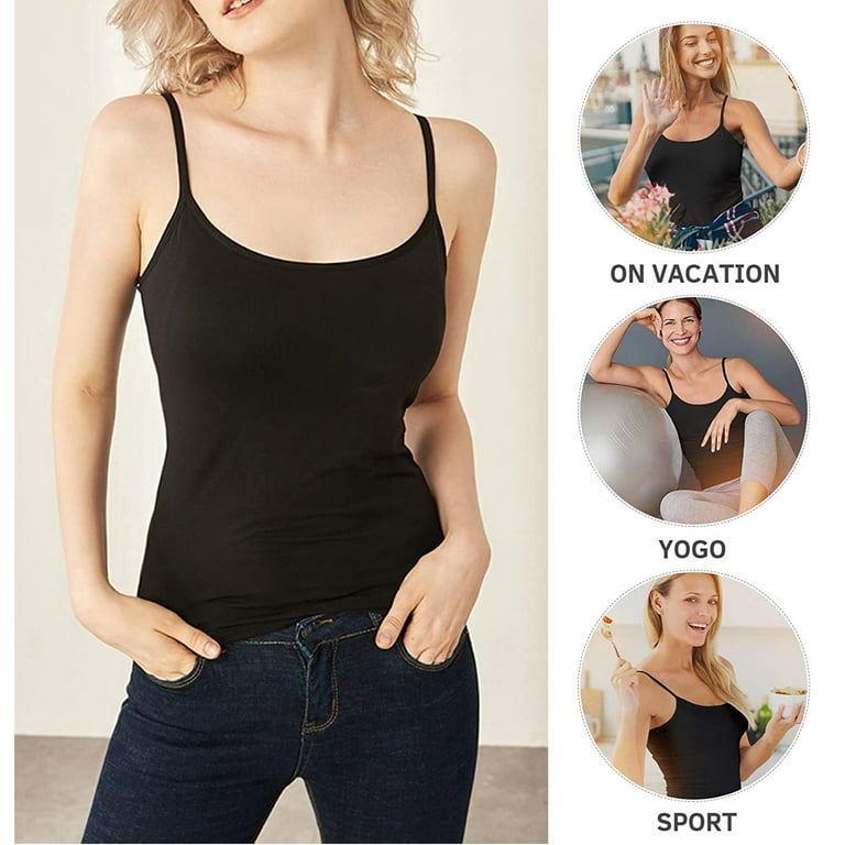 Women's V-Neck Adjustable Strap Modal Camisole Tank Top with Built in Bra