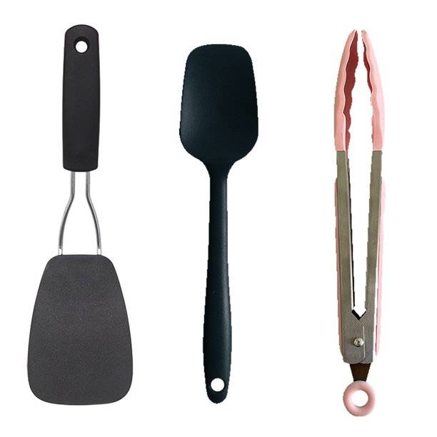 Cubiertos de 3 piezas, utensilios de cocina antiadherentes, espátula para crema, espátula de nailon, clips para alimentos