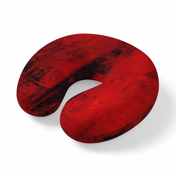 Neck Pillow Red Black Mottled Texture Travel Pillow Memory Foam U Shaped Pillows, Abstract Minimalist Art Travel Neck Pillows for Airplane Car Office Home Sleeping Rest