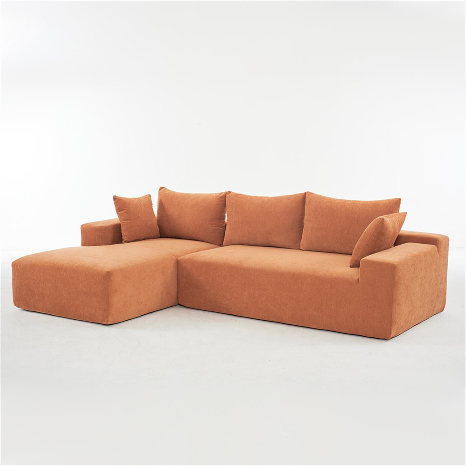 Demi Bonn 108"x68" Extra-Deep Modular Cloud Sofa - 4-Person Chenille Sleeper Couch for Living Room Furniture, No Assembly Needed, Orange