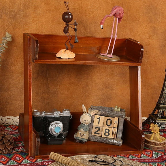 Masteelf Brown Wood Desk Shelf Organizer Layered Storage Rack for Home Office and Makeup  Large Capacity