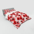 thumbnail image 2 of Ambesonne Floral Bedding Set 4 Pcs, Poppies Vibrant Colors, Queen, Vermilion Black White, 2 of 2