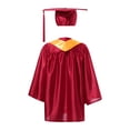 thumbnail image 2 of YONGHS Unisex Kids Kindergarten Graduation Gown Cap Set Students Graduation Class Uniform Red 3-4, 2 of 7
