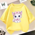 thumbnail image 3 of Camiseta de algodón con estampado de gato o perro para niñas, ropa de verano vintage kawaii, camisetas de manga corta, 3 of 5