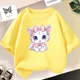thumbnail image 3 of Bonita camiseta de algodón con dibujo de gato para niños y niñas, cuello redondo, manga corta, informal, estética, a la moda, para bebés, 3 of 5