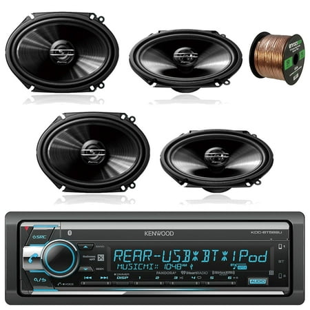 Kenwood KDCBT572U In Dash CD Player AM/FM Bluetooth Radio Stereo Receiver With Pioneer TS-G6820S 250 Watt 6x8