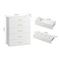 thumbnail image 3 of UBesGoo Drawer Dresser for Bedroom with Tempered Glass Top, 5 Dresser Chest with Led Lights, Bedroom Wooden for Bedroom, Hallway, White, 3 of 11