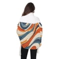 thumbnail image 4 of FORMRS Womens Scarf Winter Soft Long Big Warm Shawls Wrap Tassel Scarves, Beige Abstract Wavy, 4 of 9