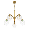 thumbnail image 4 of Lighting Fixtures Elegance Five Lights Linear Arms with Golden Brass Finish Chain Chandelier 24"W × 8.5"H with Clear Water Glass,Table Lamps, 4 of 5
