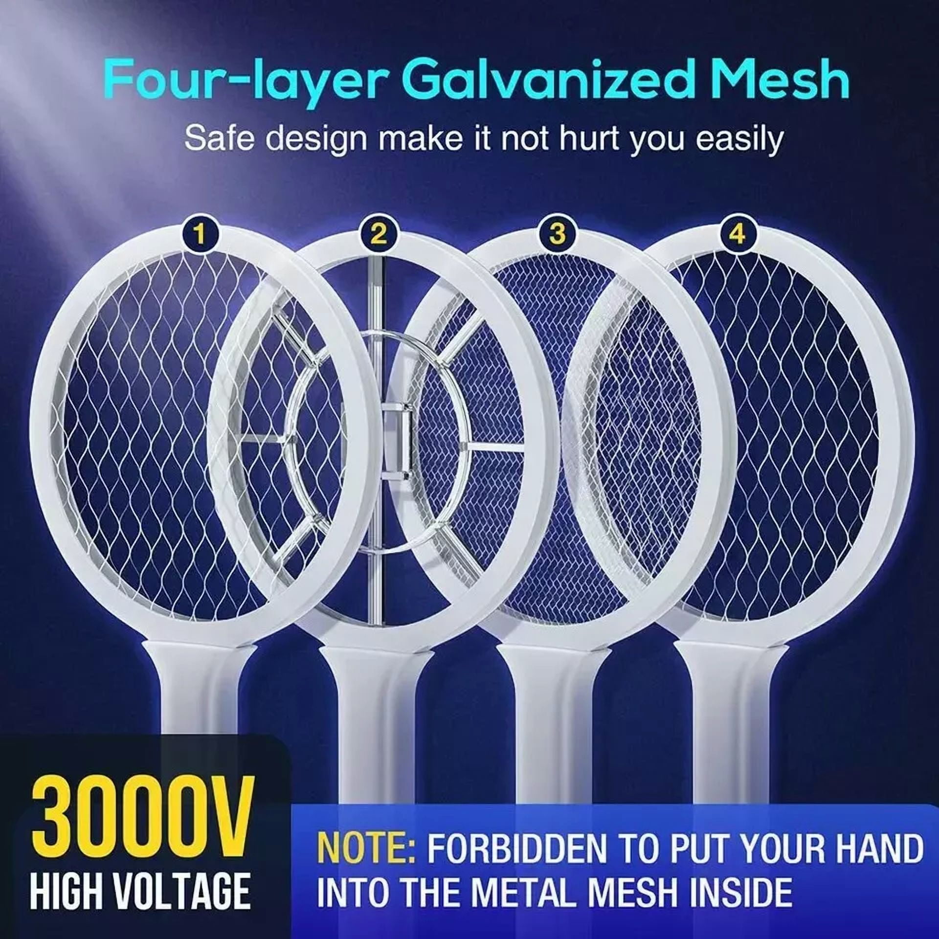 CIRCLE- Handheld Usb Rechargeable Mosquito Fly Swatter Bug Zapper Insect Killer Racket