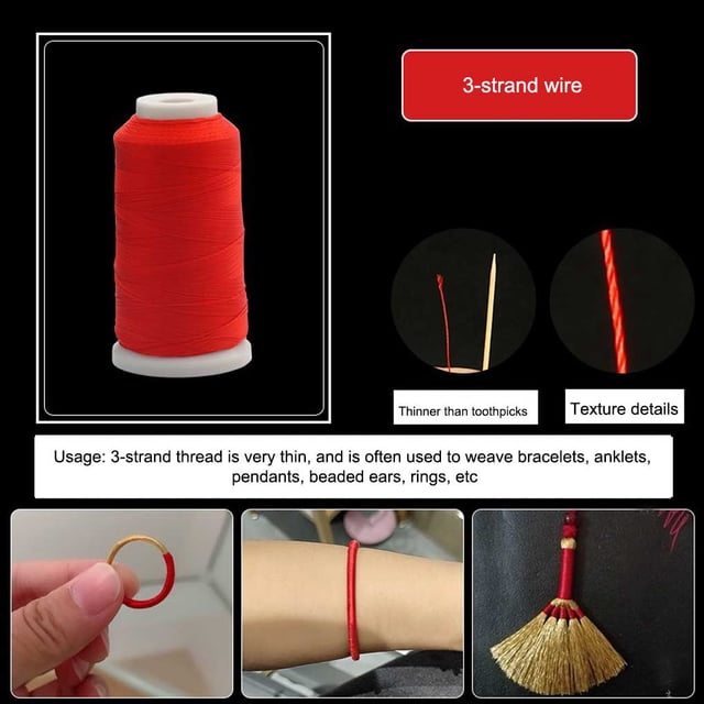 stanreset Rope Long Knit String Dyeing Encryption Braid Thread Pendants Rings Hairpins Beads Professional Gold Jade Ware Shop 0.2mm/1000m