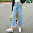 thumbnail image 5 of Women's High Waisted Cropped Straight Pants Jeans Casual Denim Pants, 5 of 5