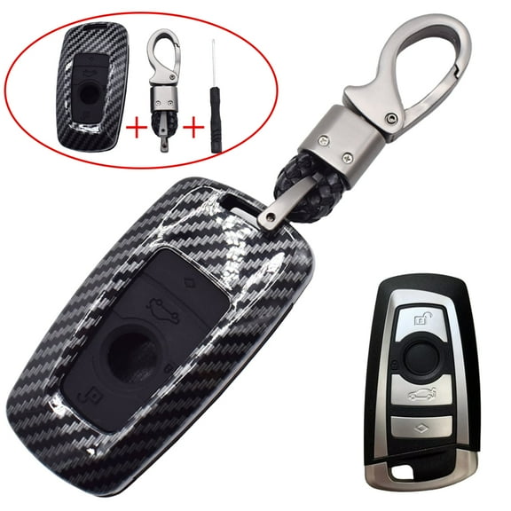 DON'T TOUCH MY KEY Carbon Fiber Car Remote Key Fob Case Cover Holder Keyless for BMW Keychain