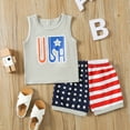 thumbnail image 2 of Otqutp Outfits Set for Baby Party Toddler Boys Independence Day 4 Of July Sleeveless Letter Prints T Shirt Tops Vest Shorts Outfits, 2 of 7