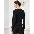 thumbnail image 3 of DARING DIVA Women's Collarless Business Outfits Open Front Suit Blazer XS Black, 3 of 7
