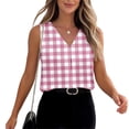 thumbnail image 6 of Gamivast Summer Tank Tops for Women Print V-Neck Flowy Fit Pleated Front Blouse Soft Breathable Chiffon Sleeveless Shirts Beach Vacation Daily Casual Lounge outfits, 6 of 8