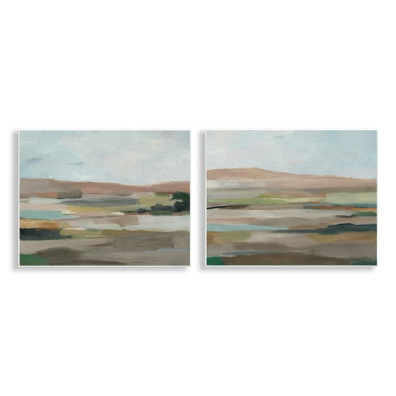 Stupell Industries Neutral Abstract Landscape Landscape & Nature Painting Unframed Art Print Wall Art, 14 x 11, Set of 2