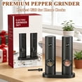 thumbnail image 3 of Aovky Electric Salt and Pepper Grinder Set, 2 Pack Battery-Powered Pepper Mill Grinder with LED Light and Stand, Adjustable Coarseness for One-Hand Operation in Kitchen, Dining, BBQ and Gift, 3 of 8