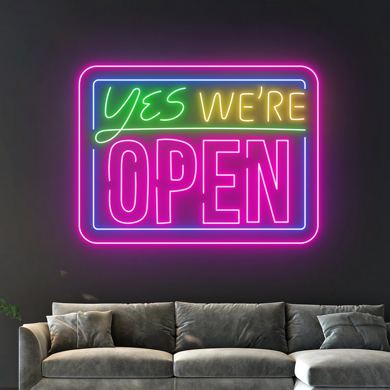 Handmadetneonsign Yes We're Open Led Sign, We Are Open Neon Sign, Open Led Light, Custom Text Decor