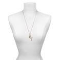 thumbnail image 3 of Delight Jewelry Goldtone Capital Letter - I - Pebble Disc - Be Strong and Courageous Engraved Cross Zoey Necklace, 28", 3 of 4