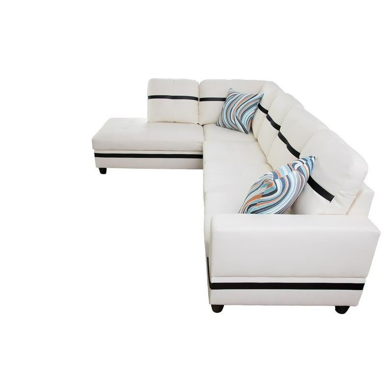 Hommoo 4-Seat Semi PU Leather Sectional Sofa Set - Walmart.com