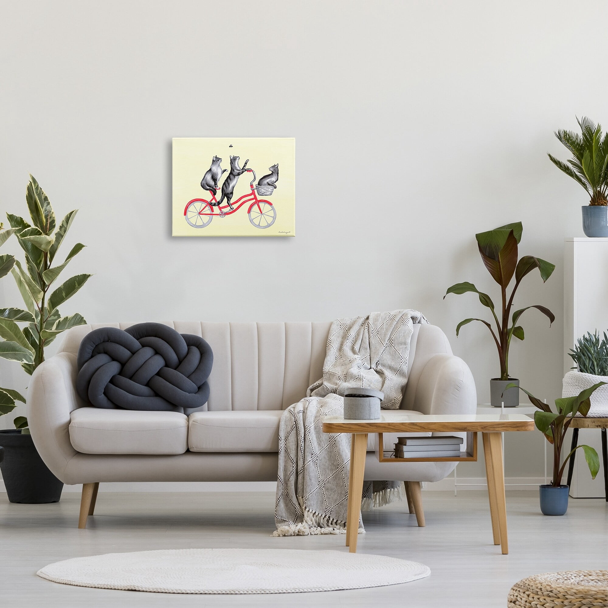 Stupell Industries Playful Cats Riding Red Bicycle Buzzing Bee Graphic Art Gallery Wrapped Canvas Print Wall Art, Design by Amelie Legault
