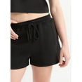 thumbnail image 4 of No Boundaries Women's Sleep Pull-On Fleece Shorts, 3" Inseam, Sizes XXS-3X, 4 of 5
