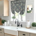 thumbnail image 5 of Blue Boho Tie Up Curtains for Windows, Adjustable Balloon Window Shades, Vintage Ethnic Tribe Abstract Art Floral Kitchen Window Treatments Farmhouse Short Curtains with Rod Pocket 42"x45", 5 of 8