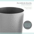 thumbnail image 4 of Bath Bliss 2 Pack Plastic Hammered Textured Bathroom Wastebasket in Silver, 4 of 6