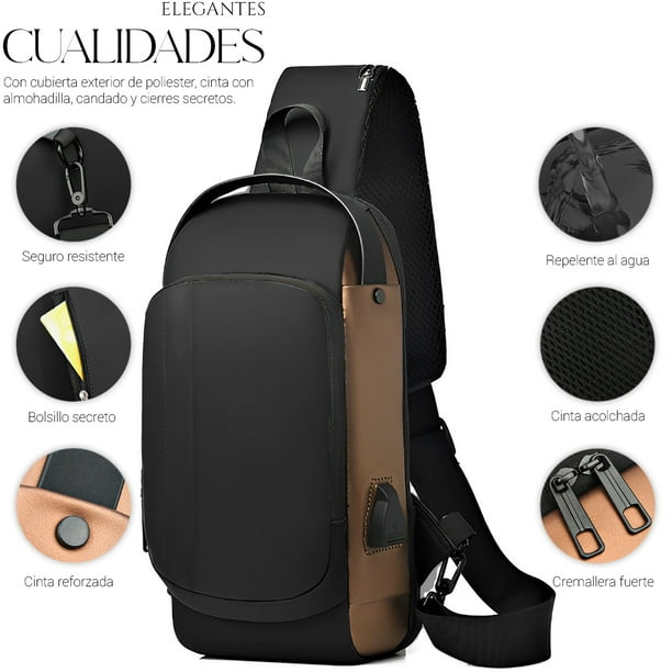 Mochila Rinonera Shendy Vendy Cruzada Mariconera Antirrobo Tipo Piel Con Entrada Usb Walmart en linea